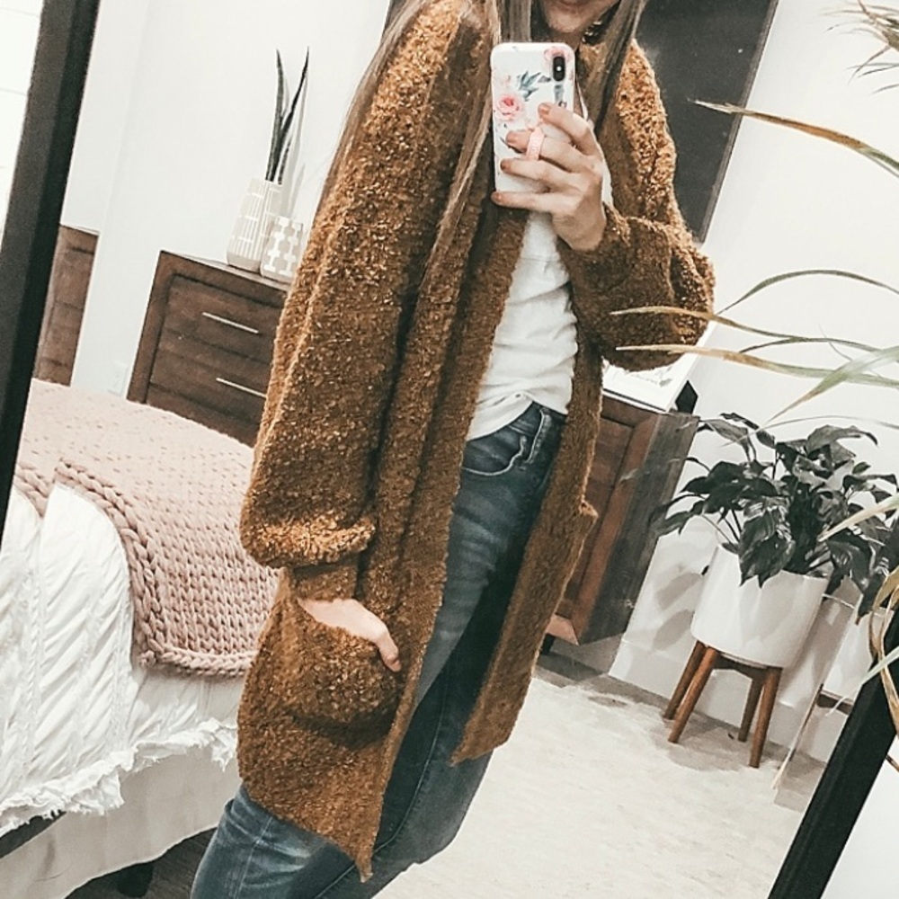 American Eagle Cozy Brown Knit Cardigan Sweater